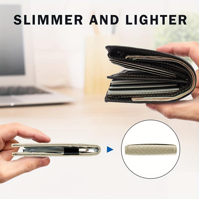 Men's Slim Leather Wallet RFID Blocking Card Holder Bifold Money Clip