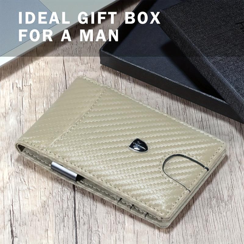 Men's Slim Leather Wallet RFID Blocking Card Holder Bifold Money Clip