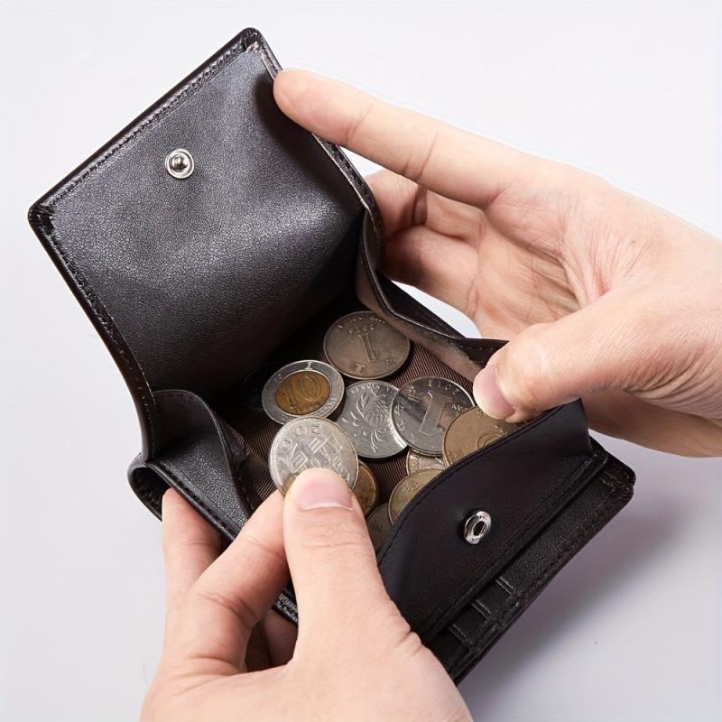 Men's Leather Short Wallet Money Clip 18 Card Slots Horizontal Wallet