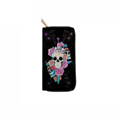 Cartoon Skull Head PU Long Zipper Wallet Large Capacity Card Holder Wallet