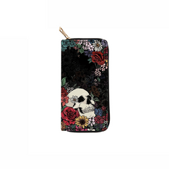 Cartoon Skull Head PU Long Zipper Wallet Large Capacity Card Holder Wallet