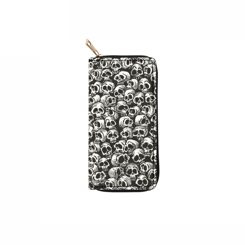 Cartoon Skull Head PU Long Zipper Wallet Large Capacity Card Holder Wallet