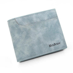 Men's Leather Short Wallet Money Clip Card Holder with Coin Pocket