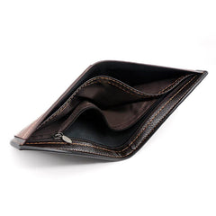 Men's Leather Short Wallet Money Clip Card Holder with Coin Pocket