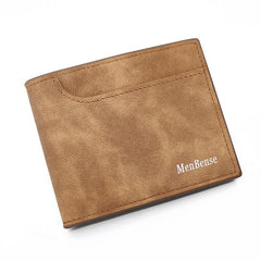 Men's Leather Short Wallet Money Clip Card Holder with Coin Pocket