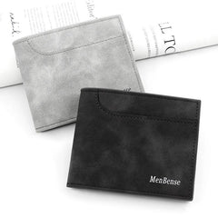 Men's Leather Short Wallet Money Clip Card Holder with Coin Pocket