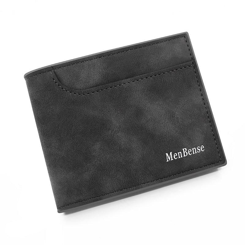 Men's Leather Short Wallet Money Clip Card Holder with Coin Pocket