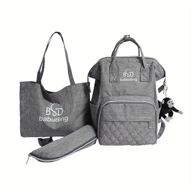 3pcs Diaper Bag Set Large Capacity Backpack with Shoulder Bag and Bottle Holder