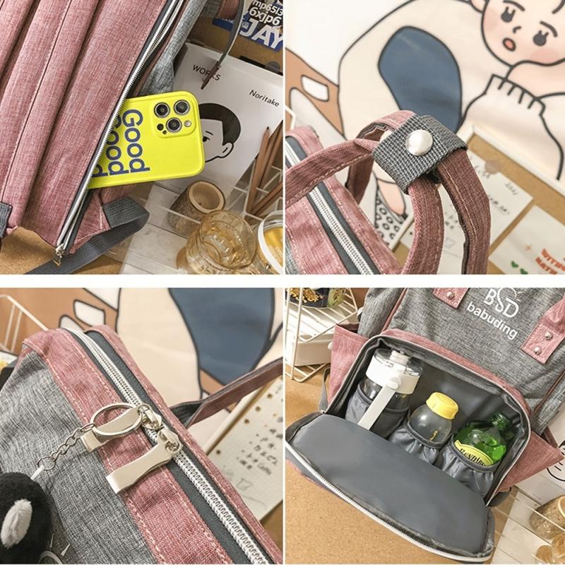 3pcs Diaper Bag Set Large Capacity Backpack with Shoulder Bag and Bottle Holder