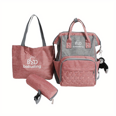 3pcs Diaper Bag Set Large Capacity Backpack with Shoulder Bag and Bottle Holder