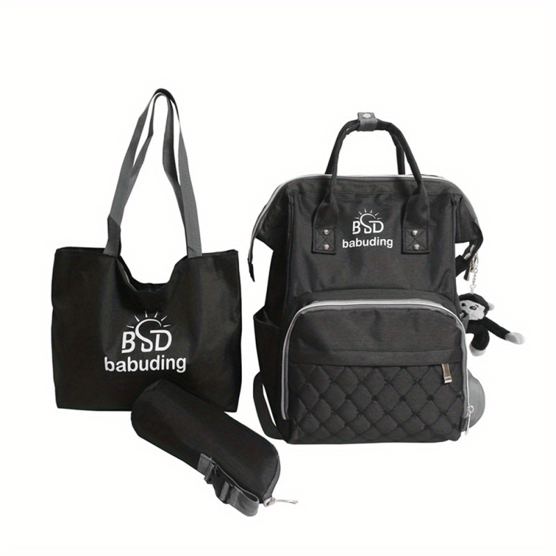 3pcs Diaper Bag Set Large Capacity Backpack with Shoulder Bag and Bottle Holder