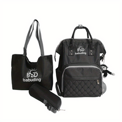 3pcs Diaper Bag Set Large Capacity Backpack with Shoulder Bag and Bottle Holder
