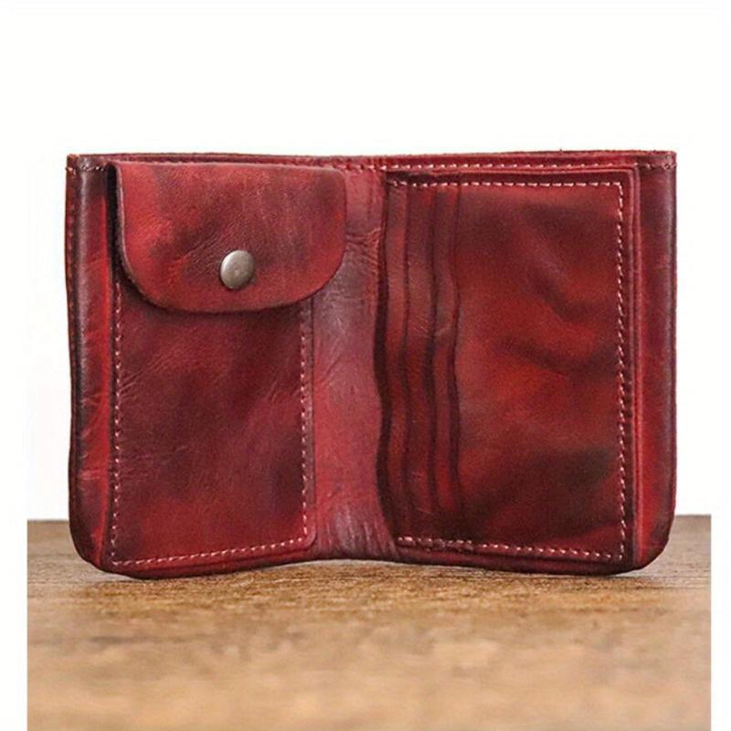 Men's Vintage Distressed Leather Wallet Short Card Holder Money Clip
