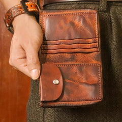 Men's Vintage Distressed Leather Wallet Short Card Holder Money Clip