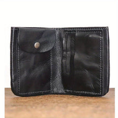 Men's Vintage Distressed Leather Wallet Short Card Holder Money Clip