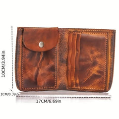 Men's Vintage Distressed Leather Wallet Short Card Holder Money Clip