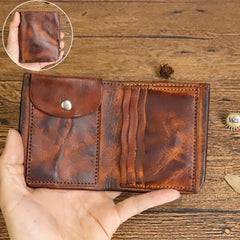 Men's Vintage Distressed Leather Wallet Short Card Holder Money Clip