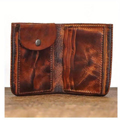 Men's Vintage Distressed Leather Wallet Short Card Holder Money Clip