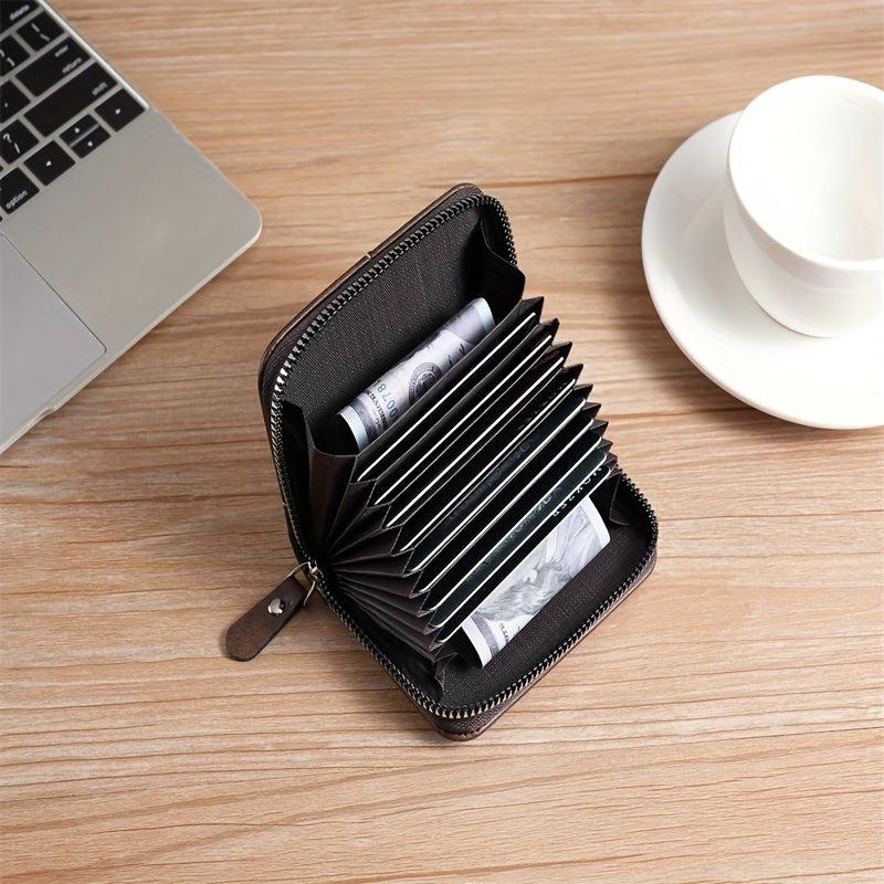 Men's Business RFID Blocking PU Leather Wallet with Zipper