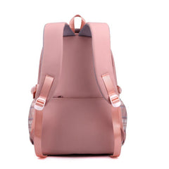 Plaid Pattern Backpack For Girls Preppy Style School Bag