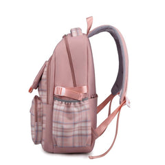 Plaid Pattern Backpack For Girls Preppy Style School Bag
