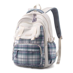 Plaid Pattern Backpack For Girls Preppy Style School Bag