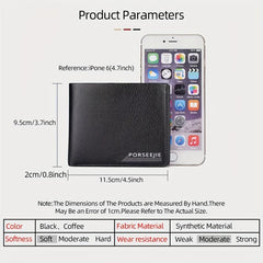 Men's PU Leather Short Wallet Retro Casual Ultra thin Wallet