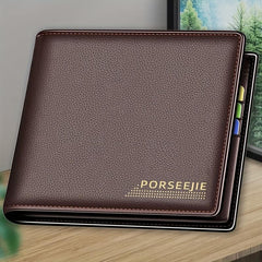 Men's PU Leather Short Wallet Retro Casual Ultra thin Wallet