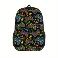 Funny Gamepad Pattern Backpack Travel Laptop Notebook Stylish Durable SchoolBag
