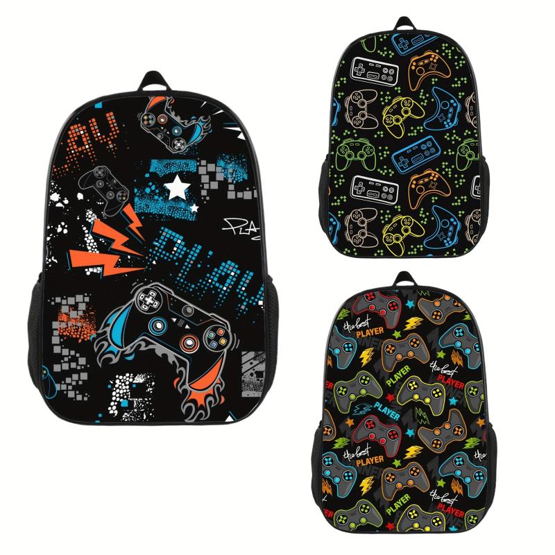 Funny Gamepad Pattern Backpack Travel Laptop Notebook Stylish Durable SchoolBag