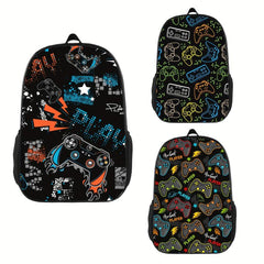 Funny Gamepad Pattern Backpack Travel Laptop Notebook Stylish Durable SchoolBag