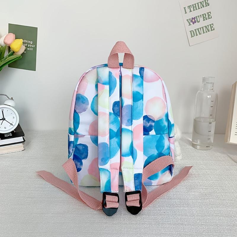 Flower Pattern Zipper Backpack Small Nylon Hand Bookbag