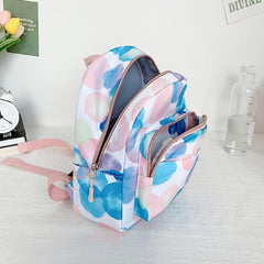 Flower Pattern Zipper Backpack Small Nylon Hand Bookbag