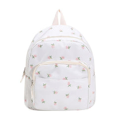 Flower Pattern Zipper Backpack Small Nylon Hand Bookbag