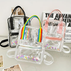 Summer Rainbow PVC Backpack Stadium Approved Shoulder Bag