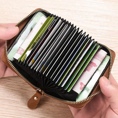 Men's Zipper Card Holder Short Wallet Anti Theft Large Capacity