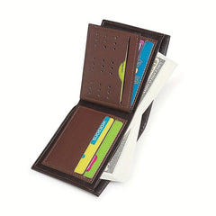 Men's Leather Short Wallet Money Clip Argyle Pattern Card Holder