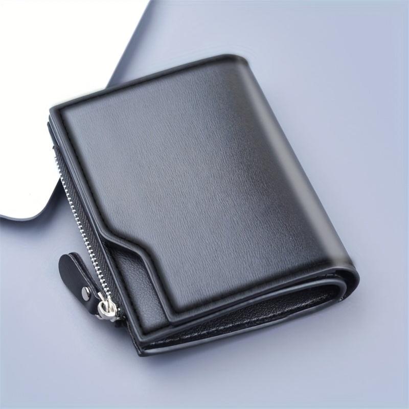 Men's Leather Short Wallet Money Clip Card Holder With 11 Card Slots