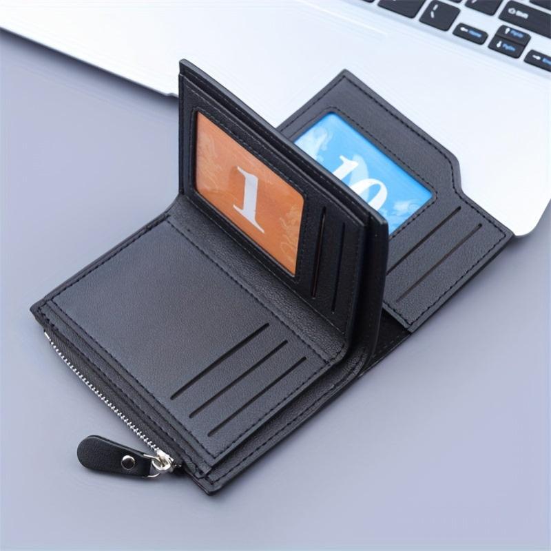 Men's Leather Short Wallet Money Clip Card Holder With 11 Card Slots