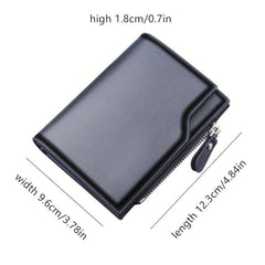 Men's Leather Short Wallet Money Clip Card Holder With 11 Card Slots
