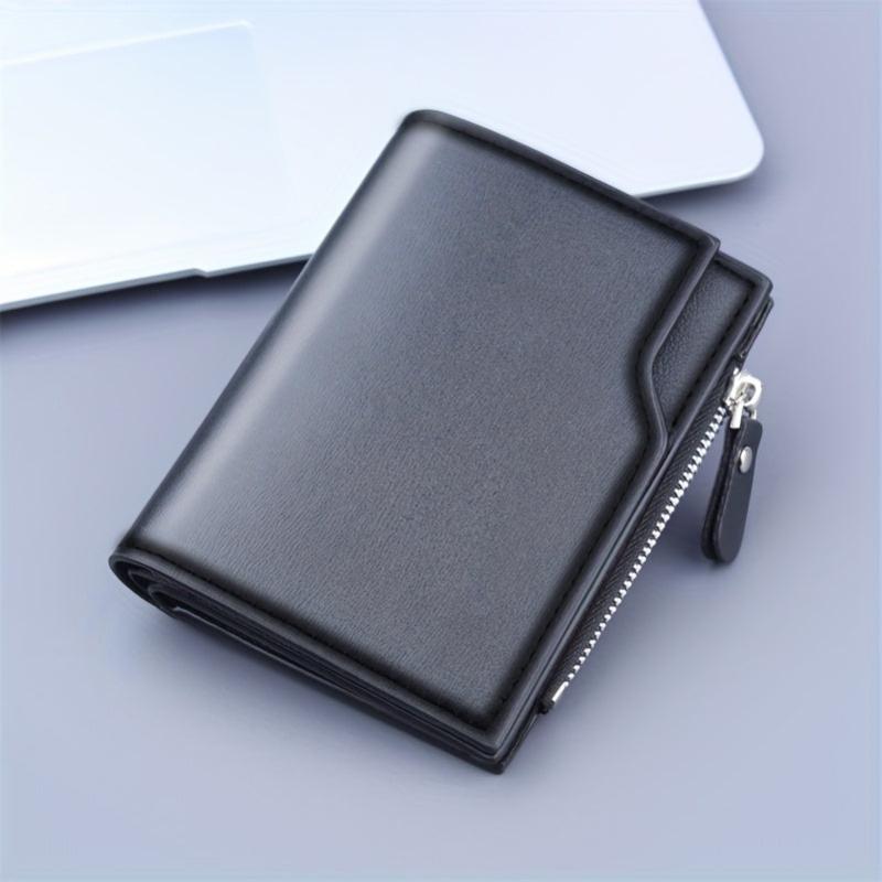 Men's Leather Short Wallet Money Clip Card Holder With 11 Card Slots