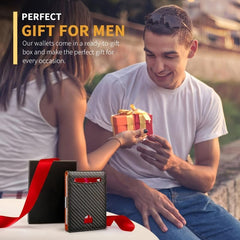 Men's RFID Carbon Fiber Bifold Card Holder Money Clip Wallet