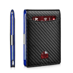 Men's RFID Carbon Fiber Bifold Card Holder Money Clip Wallet