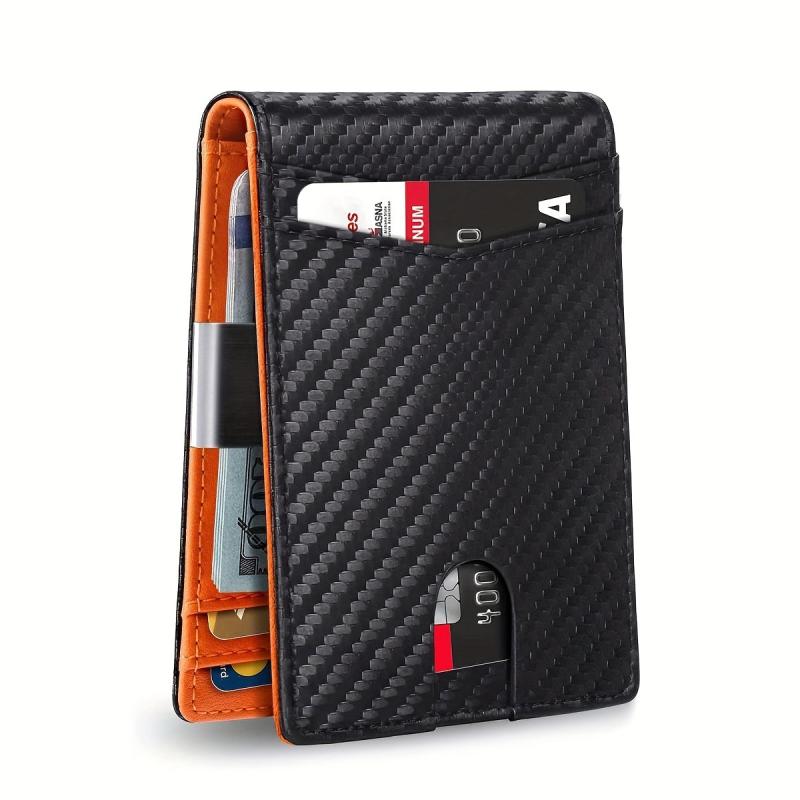 Men's RFID Carbon Fiber Bifold Card Holder Money Clip Wallet
