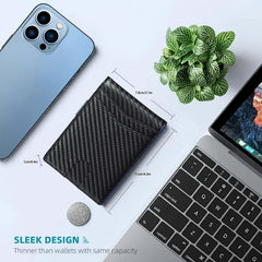 Men's RFID Carbon Fiber Bifold Card Holder Money Clip Wallet