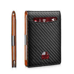 Men's RFID Carbon Fiber Bifold Card Holder Money Clip Wallet