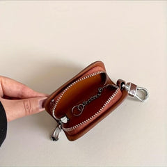 Men's Leather Key Holder Zipper Remote Key Bag Secure & Stylish