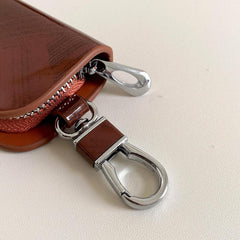 Men's Leather Key Holder Zipper Remote Key Bag Secure & Stylish