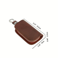 Men's Leather Key Holder Zipper Remote Key Bag Secure & Stylish