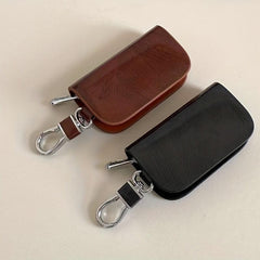 Men's Leather Key Holder Zipper Remote Key Bag Secure & Stylish